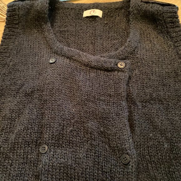 Women's Des Petits Hauts Mohair Dark Teal Sweater Vest - Picture 7 of 8
